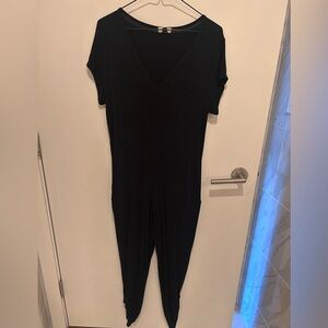 Lav + Kush “T-Shirt Romper” – Black Bamboo Jumpsuit – Size Medium